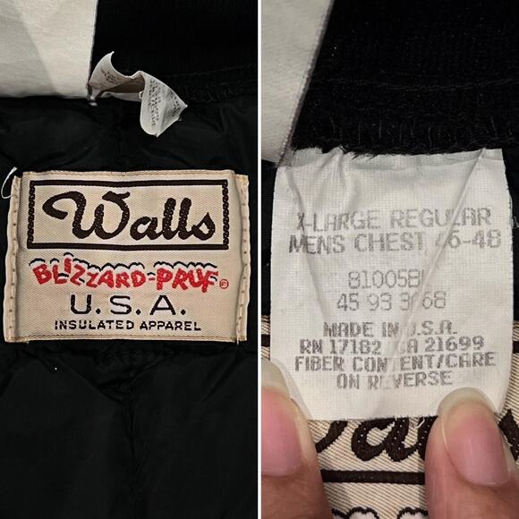 ★ Walls (Vintage) Black Full-Zip Quilted Puffer Vest w/ Collar Design ★ - Picture 4 of 7